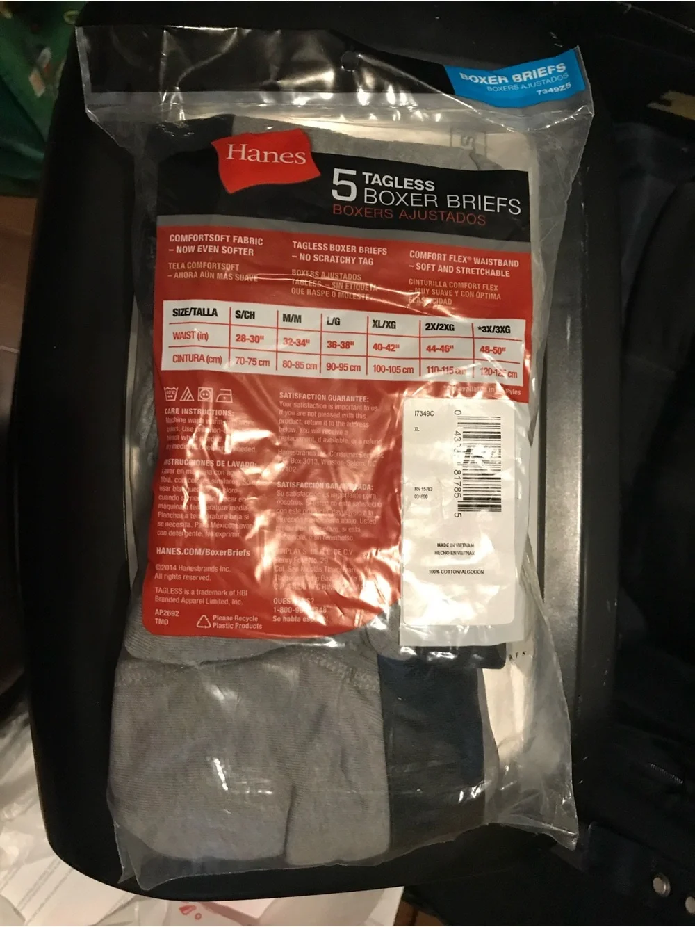 Two (2) Men's ComfortSoft Waistband Boxer Briefs, 5 Pack XL
